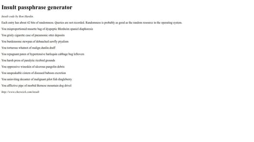 Insult Passphrase Generator