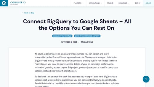 Connected Sheets mit Big Query