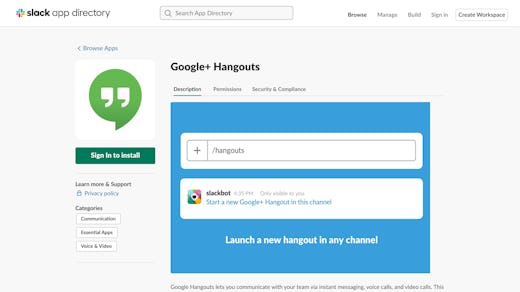 Slack Com Apps A0 F7 Ys 351 Google Hangouts Tab More Info