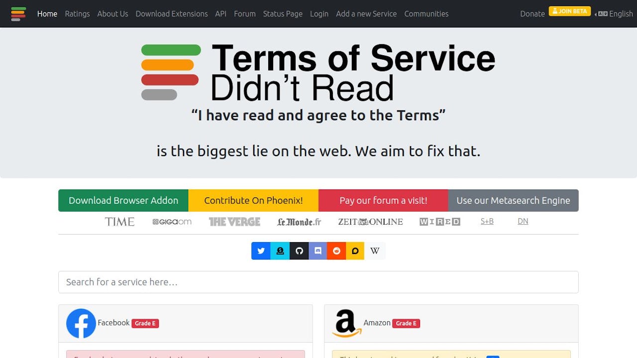 Terms of Service, Didn't read